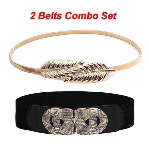 Shining Diva Fashion 2pcs Combo Waist Belts for Women and Girls | Stylish Belts for Dresses Jeans Saree | Celebrity Inspired Fashion Accessories - Image 5