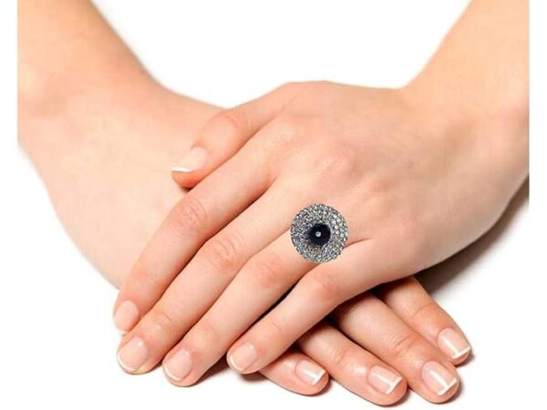 Women's American Diamond Imitation Antique Non-Precious Metal Ring (Black) - Image 3