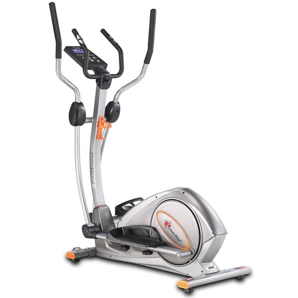 PowerMax Fitness® EH-750 Elliptical Cross Trainer Home Gym Workout Machine Water Bottle Cage, LCD Display, Max User Weight 120kg,Heart Rate Sensor, Anti Slip Pedal & 32 Level Resistance Silver - Image 3