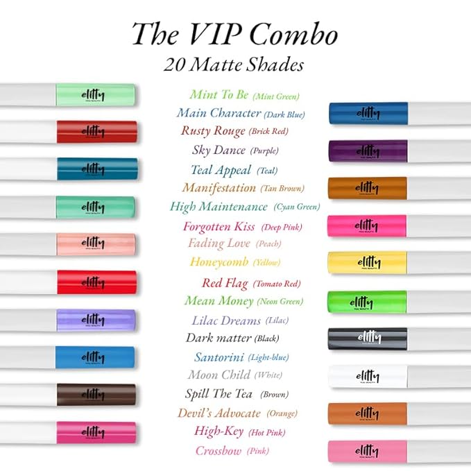 Elitty VIP Pop Colour Waterproof Liquid Eyeliner Combo | Pack of 27 shades (20 Matte & 7 Metallic Shades) | Long Lasting | 4 ML Each - Image 3