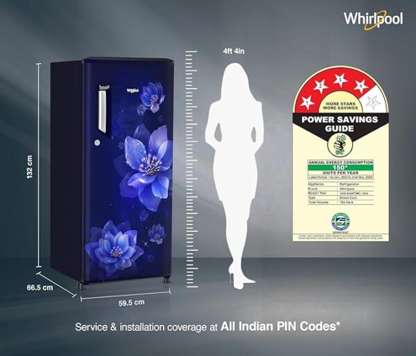 Whirlpool 192 L 4 Star Icemagic Powercool Direct-Cool Single Door Refrigerator (215 IMPC PRM 4S SAPPHIRE MULIA-Z) - Image 3