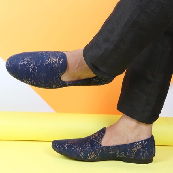 FAUSTO Men's Velvet Printed Ethnic Wedding Party Prom Slip On Loafer Shoes - Image 4