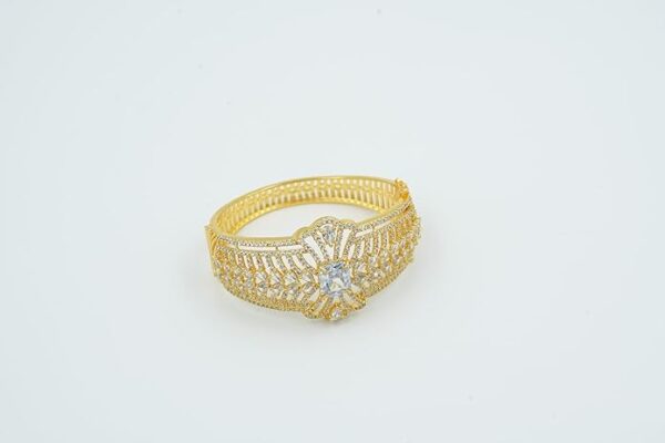 GOLDCASH American Diamond Stunning Gold-Plated Bracelet with Crystals | bracelet for women | Bangles for women| Gold Plated Kada for Women and Girls - Image 4