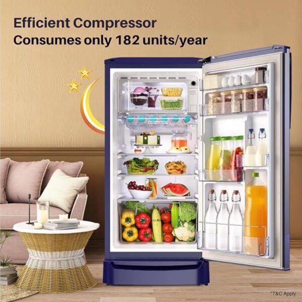 Godrej 183 L 2 Star Farm Fresh Crisper Technology With Jumbo Vegetable Tray Direct Cool Single Door Refrigerator (RD R190B THF BR BL, Berry Blue) - Image 3