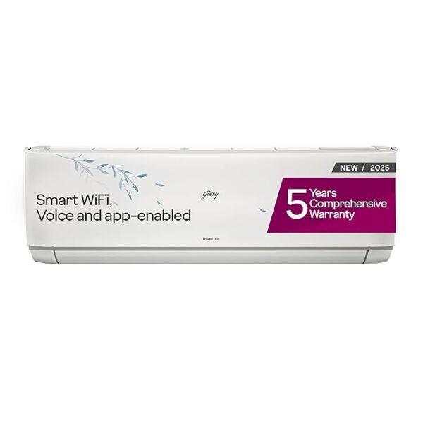 Godrej 1.5 Ton 3 Star, Wi-Fi, 5 Years comprehensive Warranty, 5-In-1 Convertible Cooling Inverter Split AC (Copper, 2025 Model, Heavy duty cooling at 52 °C, AC 1.5T EI 18A3T PYA IVBL IOT, White)