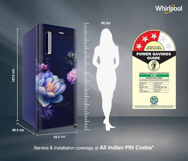 Whirlpool 184 L 3 Star Direct-Cool Single Door Refrigerator (205 WDE PRM 3S SAPPHIRE SERENA-Z) - Image 3