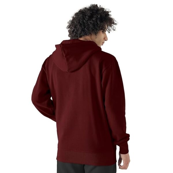 Men's Regular Fit Hooded Neck Cotton Fleece Sweatshirt Full Zipped Hoodie Maroon - Image 2