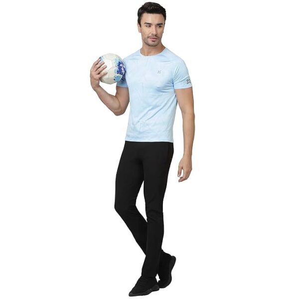 Xunner Fountain Blue Quadratic Men’s Sportswear Half Sleeve T-Shirt- Athletic Breathable Sportswear for Running, Workout, and Gym. Moisture-Wicking, Odour-Resistant, Muscle Recovery - Image 2