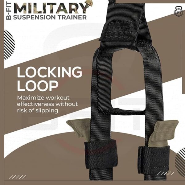 B Fit Bodyweight Fitness Resistance Kit Extension Strap for Door Pull Up Bar, Powerlifting Strength Training Kit Straps Home Gym Exercise Full-Body Workout Equipment (Military Color-PRO-Trainer Kit) - Image 4