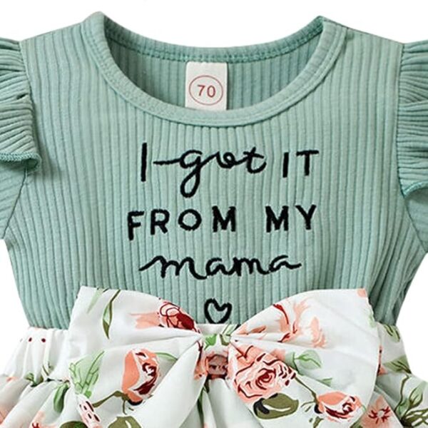 Hopscotch Girls Text Print Bodysuit with Headband In Green Color - Image 3