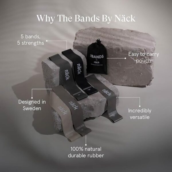 The Bands by Näck | Mini Resistance Bands | Set of 5 | Designed in Sweden | Mobility, Strength and Resistance Training | Workout Anywhere | 100% Natural Rubber | Versatile and Effective - Image 4