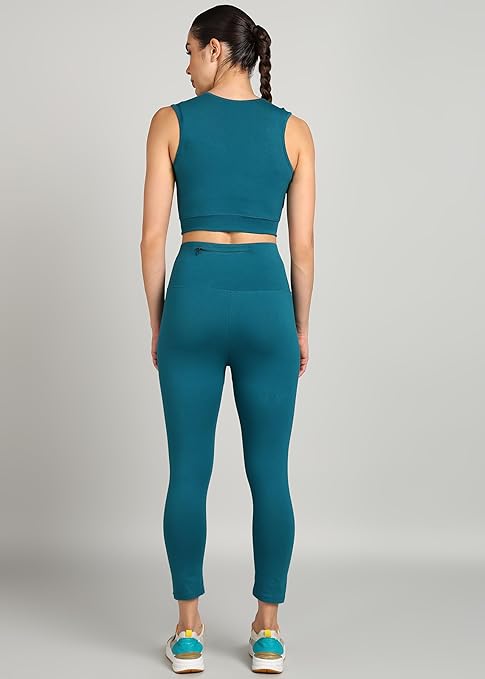 PAAVKI Stretchable Activewear Sleeveless Crop Top with Long Pants with Back Pocket for Workout Top & Bottom Set Gym Yoga Sports Running Track Suits For Girls/Women - Pack of 2 - Image 2