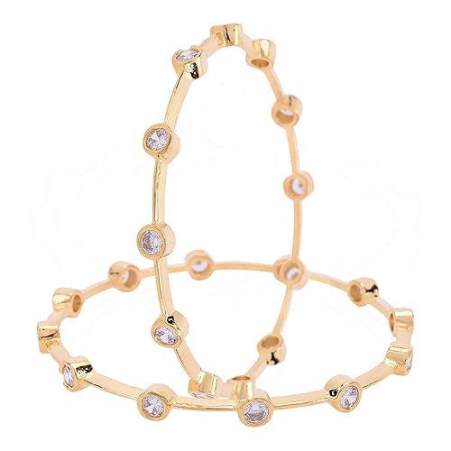 Ratnavali jewels American Diamond Gold Plated White CZ/Diamond Bangles for Women/Girls RV3193W - Image 4