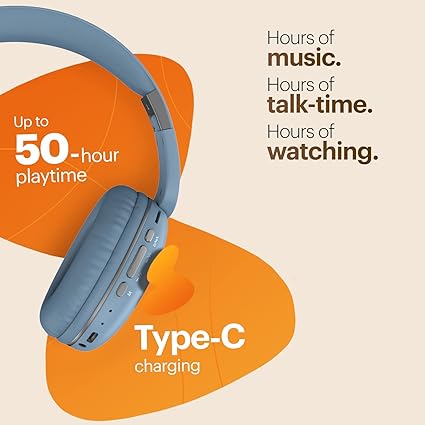 Noise Two Wireless On-Ear Headphones with 50 Hours Playtime, Low Latency(up to 45ms), 4 Play Modes, Dual Pairing, BT v5.3 (Serene Blue) - Image 3