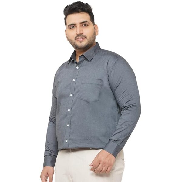 JOHN PRIDE Plus Size Men Grey Formal Solid Shirt (JPSF42255_Grey) - Image 4