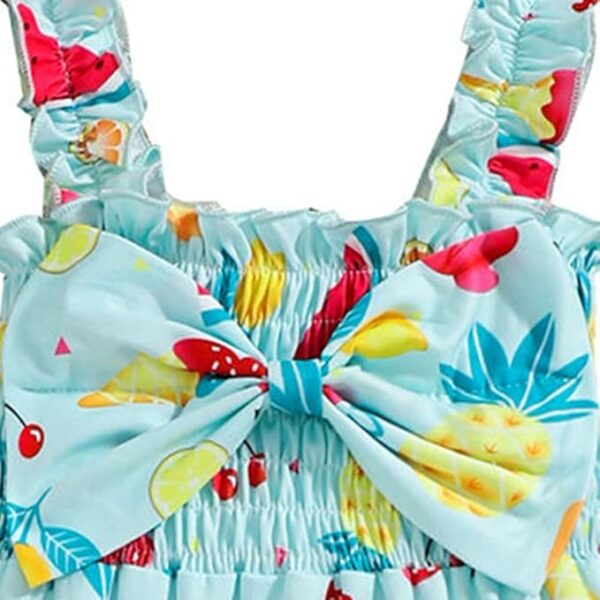 Hopscotch Girls Polyester Fruit Print Bodysuit With Headband in Blue Color - Image 3