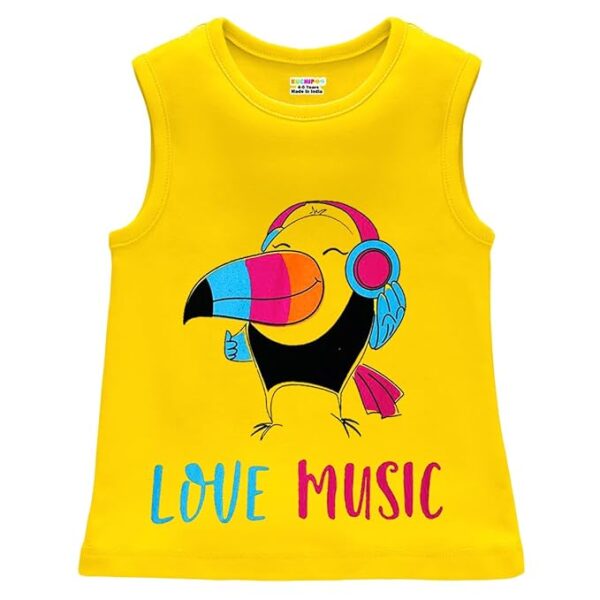 Kuchipoo Girls Sleeveless Regular Fit Cotton T-Shirt - Image 7