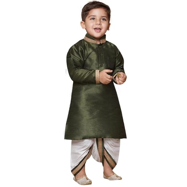 AJ DEZINES Kids Silk Blend Full Sleeve Solid Dhoti Kurta Set for Boys - Ethnic Wear | Traditional | Festival Wear for boys - Regular Fit