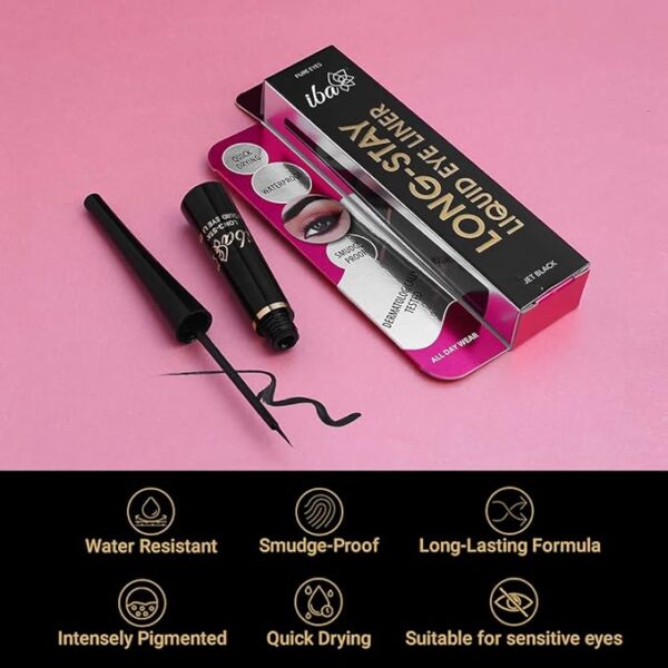 Iba Long Stay Liquid Eyeliner, Jet Black, 6.5ml | Waterproof, Smudge Proof | Halal Certified & Vegan Makeup - Image 5