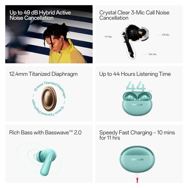 OnePlus Nord Buds 3 Pro Truly Wireless Bluetooth in Ear Earbuds with Upto 49Db Active Noise Cancellation,12.4Mm Dynamic Drivers,10Mins for 11Hr Fast Charging with Upto 44Hrs Music Playback[Soft Jade] - Image 2