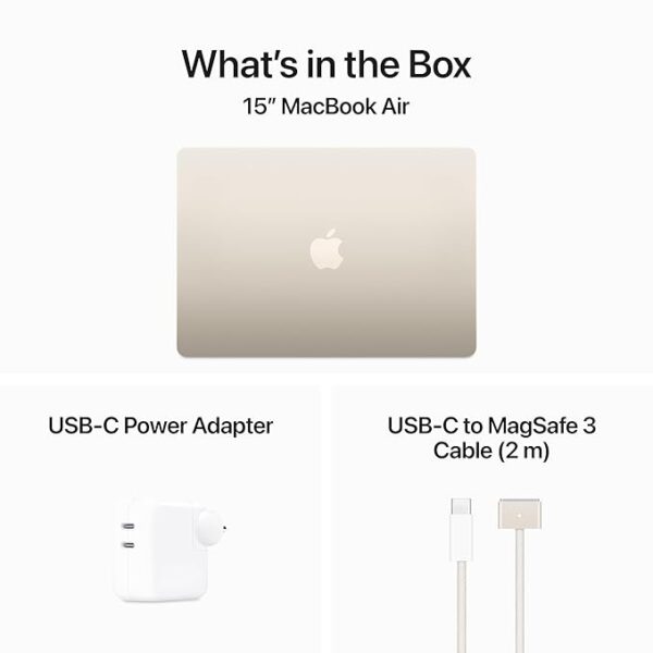 Apple 2024 MacBook Air 15″ Laptop with M3 chip: 38.91 cm (15.3″) Liquid Retina Display, 16GB Unified Memory, 512GB SSD Storage, Backlit Keyboard, 1080p FaceTime HD Camera, Touch ID- Starlight - Image 7