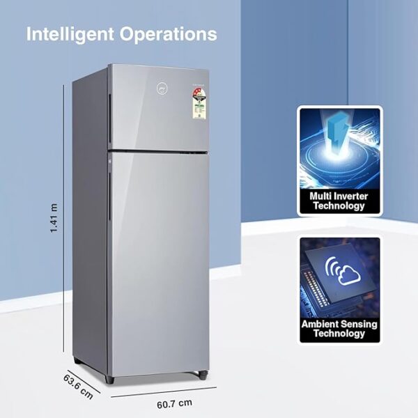 Godrej 223 L 3 Star Convertible Freezer 6-In-1, Nano Shield Technology, Inverter Frost Free Double Door Refrigerator(RT EONVALOR 260C RCIF ST RH, Steel Rush) - Image 2