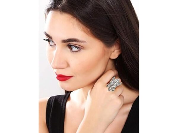 American Diamond Setting Stone Antique Imitation Metal Ring - Image 3