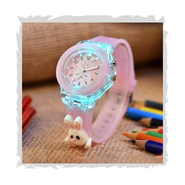 Shocknshop Silicone 3D Unicorn Children Kids Girls Multi Color Analog Led Lights Watch for Girls Kids Watch Gift Birthday Baby Girl Watch Suitable Girls of Age 3-13 Years