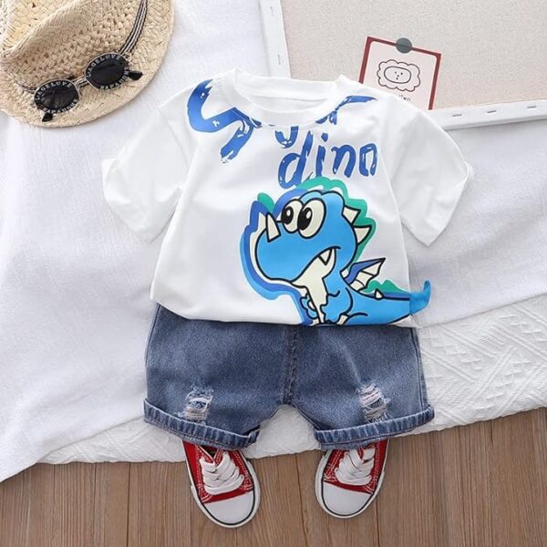 Googogaaga Boy's Cotton Dino Printed T-shirt With Shorts Sets of baby boys clothing Sets - Image 4