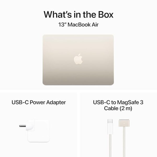 Apple 2024 MacBook Air 13″ Laptop with M3 chip: 34.46 cm (13.6″) Liquid Retina Display, 16GB Unified Memory, 512GB SSD Storage, Backlit Keyboard, 1080p FaceTime HD Camera, Touch ID- Starlight - Image 7
