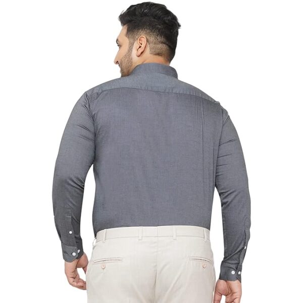 JOHN PRIDE Plus Size Men Grey Formal Solid Shirt (JPSF42255_Grey) - Image 5