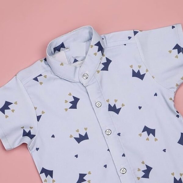 Kids Boy's Printed Cotton Blend,Hosiery Short Sleeve Regular Wear Shirt & Shorts Set - Image 4