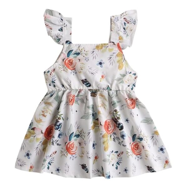 Hopscotch Girl's Baby Cotton Sleeveless Floral Printed Knee-Length Overall Set In Green Color - Image 2