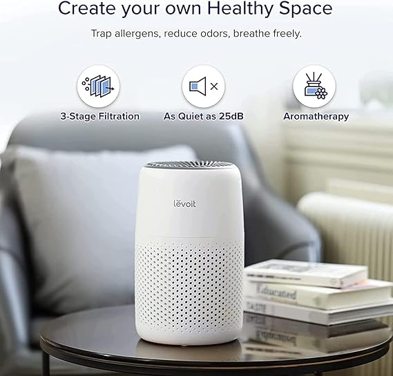 LEVOIT Core Mini Air Purifier for Coverage Area 183 Sq Ft, H13 True HEPA Filter, Remove 99.97% Dust, Smoke, & Pollen, With Fragrance Sponge, 2 Years Warranty, White - Image 4