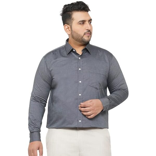 JOHN PRIDE Plus Size Men Grey Formal Solid Shirt (JPSF42255_Grey)