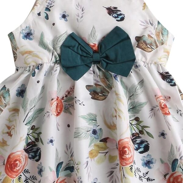 Hopscotch Girl's Baby Cotton Sleeveless Floral Printed Knee-Length Overall Set In Green Color - Image 3