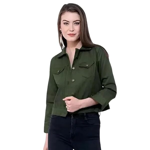 Luxurious Denim Rough Jacket for WomenAMR-DENIM-JACKET-MEHNDI/M