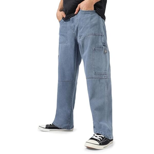 Urbano Fashion Men's Loose Baggy Fit Washed Cargo Jeans with 6 Pockets Non-Stretchable