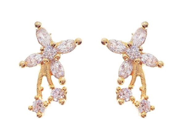 Jewellery Gold Plated American Diamond Stud Earrings Jewellery Gift for Women & Girls (SKN-3377)
