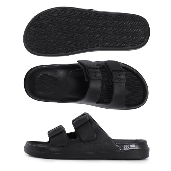 DOCTOR EXTRA SOFT Men's Classic Cushion Sliders/Slippers with Adjustable Buckle Strap for Adult | Comfortable & LightWeight |Stylish & Anti-Skid| Waterproof & Everyday Flip Flops for Gents/Boys D-505 - Image 2