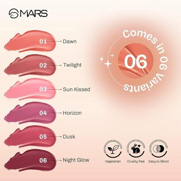 MARS Liquid Blush Hour | Dewy-Matte Finish | Highly Pigmented | Lightweight & Long-Lasting Formula | Effortless Application (12 ml) (02-TWILIGHT) - Image 3