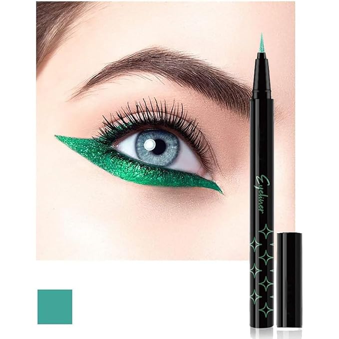 Eyeliner Pencil Eye Liner Pen Green Liquid for Women Girl Matte Long Lasting Professional Smudge Proof and Waterproof Natural Perfect Eye Makeup with Non-dizzy Dyeing (Green) - Image 2
