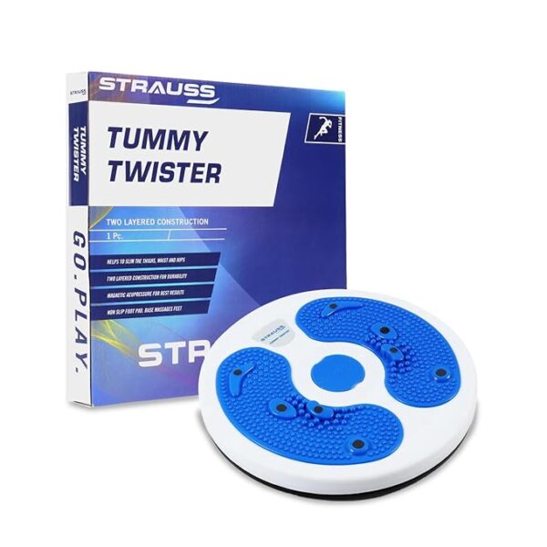 Strauss Tummy Twister | Tummy Trimmer, Abs Roller & Shaper for Women & Men | Exercise Machine with Non-Slip Surface | Ideal Equipment for Home Workouts (Blue)