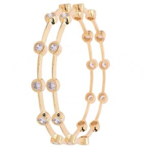 Ratnavali jewels American Diamond Gold Plated White CZ/Diamond Bangles for Women/Girls RV3193W