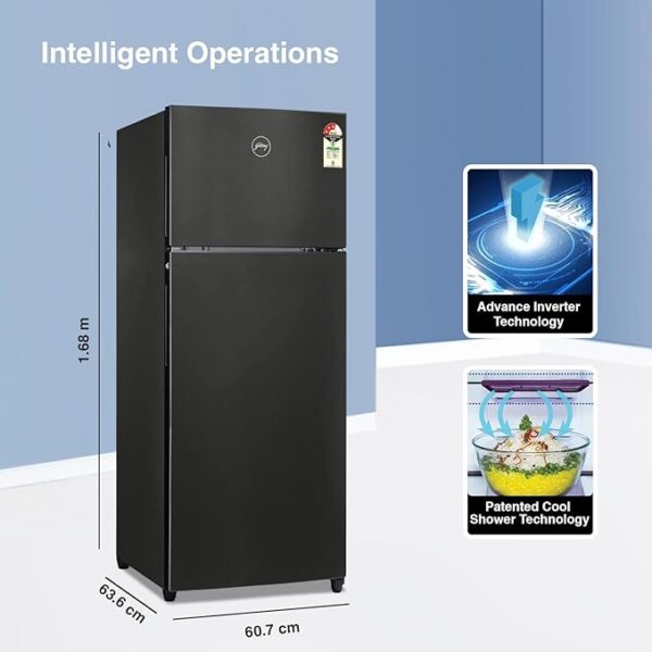 Godrej 272 L 3 Star Convertible Technology, 30 days Farms Freshness Inverter Frost Free Double Door Refrigerator(, RF EON 294C RCIT FS ST, Fossil Steel) - Image 2