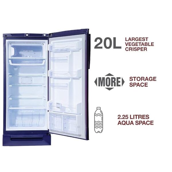 Godrej 210 L 4 Star Inverter Direct-Cool Single Door Refrigerator with Jumbo Vegetable Tray (RD EDGEPRO 225D 43 TDI RY PR, Ray Purple, Base stand with drawer) - Image 4