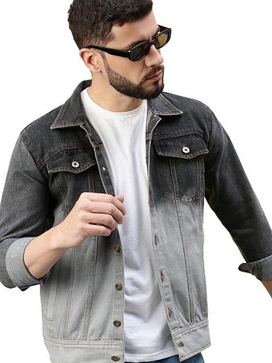 VOXATI Mens Dual Color Washed Denim Jacket - Image 7