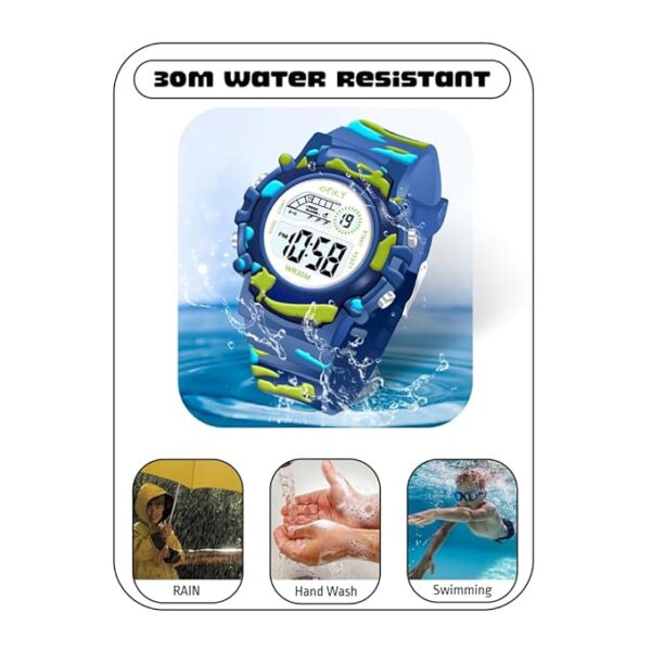 SPIKY Round Digital Sports Watch for Kids | Military, Camouflage Design | Multifunctional & Luminous Display | Water Resistant | Best Birthday Gift Wrist Watches for Boys & Girls | Age 2-14 yrs - Image 6