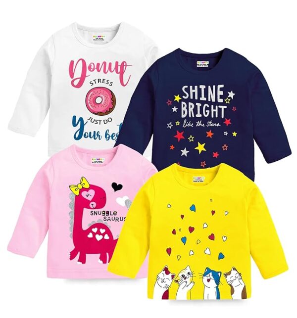 Kuchipoo Girls Full Sleeves Regular Fit Cotton T-Shirt