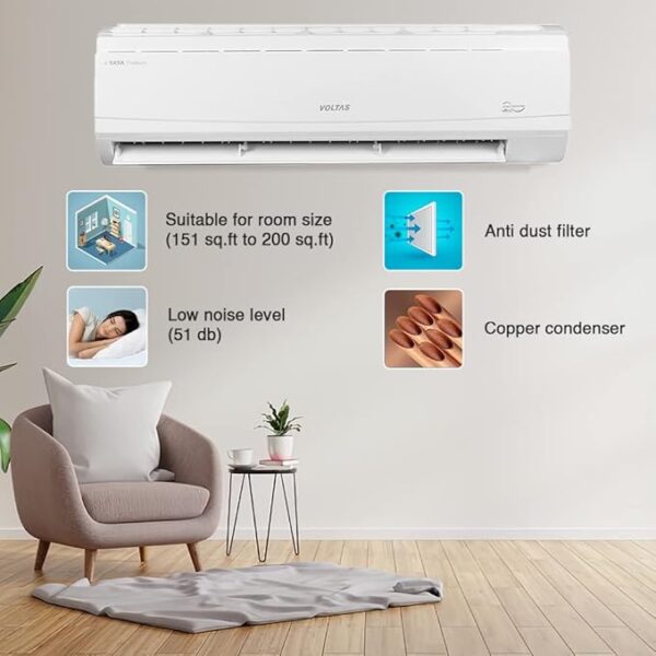 Voltas 2 Ton 5 Star, Inverter Split AC(Copper, 4-in-1 Adjustable Mode, Anti-dust Filter, 245V Vectra Plus, White) - Image 3